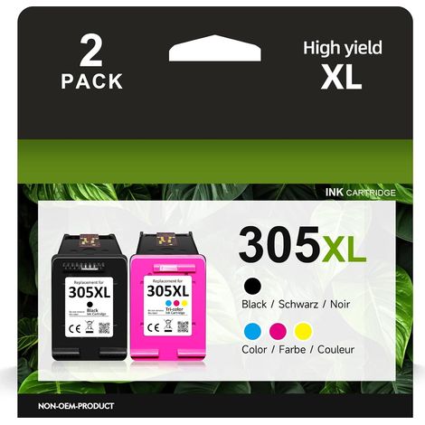 305XL Cartouches d'impression pour HP 305 Remplacement pour HP 305 Cartouches pour HP DeskJet 2700 2710e 2720 2722e 2723e Deskjet Plus 4100 4130 Envy 6000 6030 6032e Envy Pro 6400 6420 (1/5)