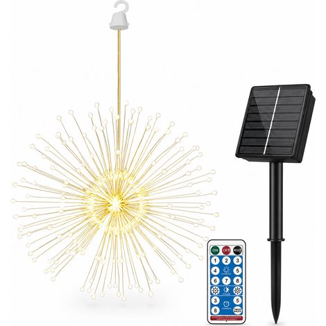 Guirlande LED Suspendue Feu d’Artifice, 60 LED Blanc Chaud, Fil de Cuivre, Télécommande, Boîtier à Piles Étanche (1/5)