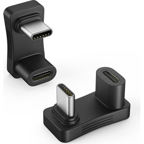 Ensemble de 2 adaptateurs USB-C avec câble flexible à 180 degrés, interface adaptateur USB-C en forme de U, rallonge Type-C avec câble flexible à 180 degrés. (1/5)