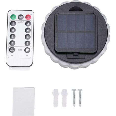 Ortviai Applique Solaire pour Clôture Extérieure – 8 Modes, Lumière Chaude, Étanche IP65, Télécommande Incluse (1/5)