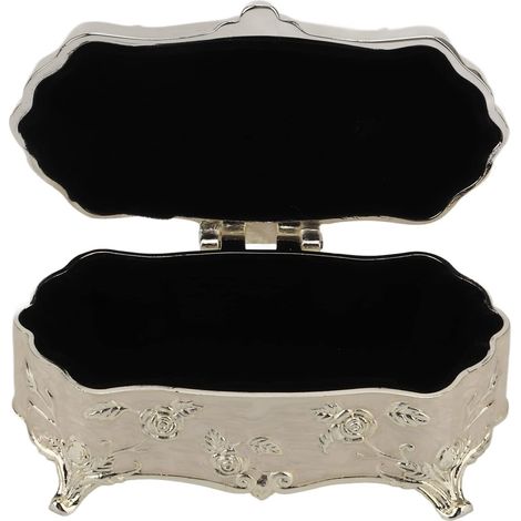 Boîte à Bijoux Vintage, Petite Boîte Décorative Blanche en Alliage De Zinc émaillé pour Bijoux, Bibelots en Métal, Boîte Décorative pour Cadeaux De Vacances à la Maison (1/5)
