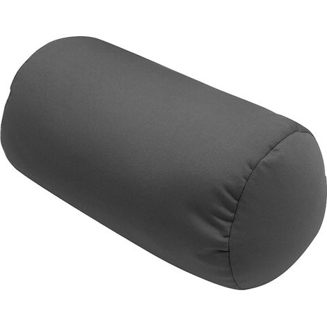 Bequemes Nackenstützkissen, rund, zylinderförmig, mit Mikroperlen gefüllt, für Nacken und Rücken, röhrenförmig, C-Grau