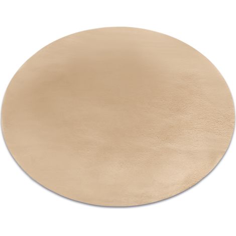Teppich BUNNY Kreis macchiato braun IMITATION VON KANINCHENPELZ beige rund 120 cm