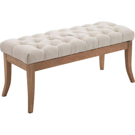 Panca design RAMSES in legno chiaro antico tessuto crema 100 cm (1/3)