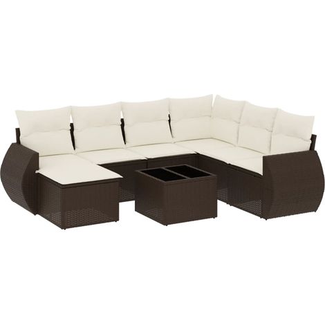Maison Exclusive - 8-tlg. Garten-Sofagarnitur mit Kissen Braun Po (1/3)