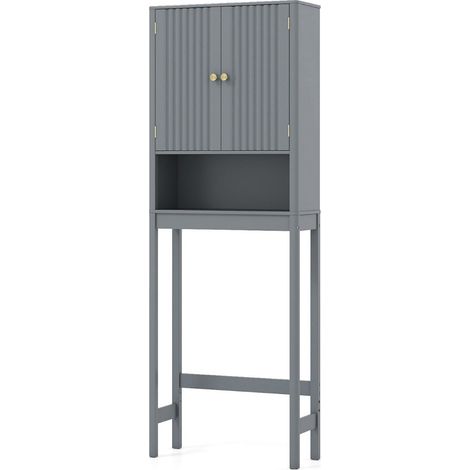 Mueble de baño sobre el inodoro 60 x 23 x 168 cm almacenamiento optimizado decorativo estilo moderno MDF gris 200018711