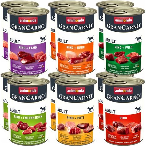 Animonda GranCarno Adult Hundefutter, Geschmacksmischung, 12 x 400 g