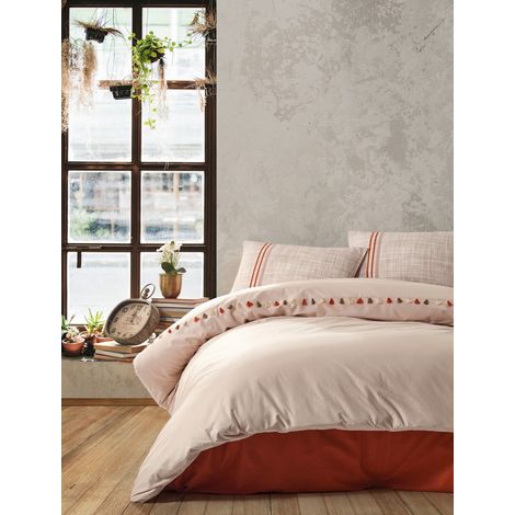 Funda nórdica, funda nórdica, ropa de cama Set 100% Algodón Beige Tile Rojo Mink (1/2)