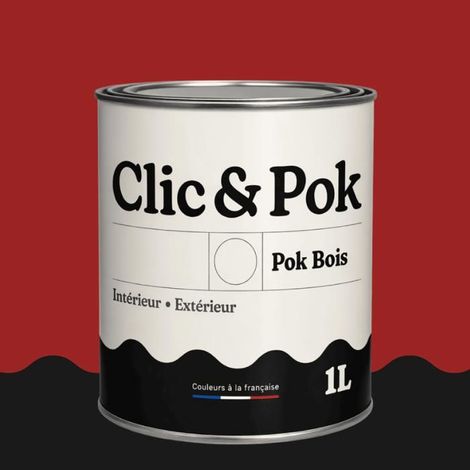 Peinture Bois Extérieur – POK BOIS - 1L - RAL 3001 - - Rouge de Sécurité- Résistante aux intempéries - Ne s'écaille pas