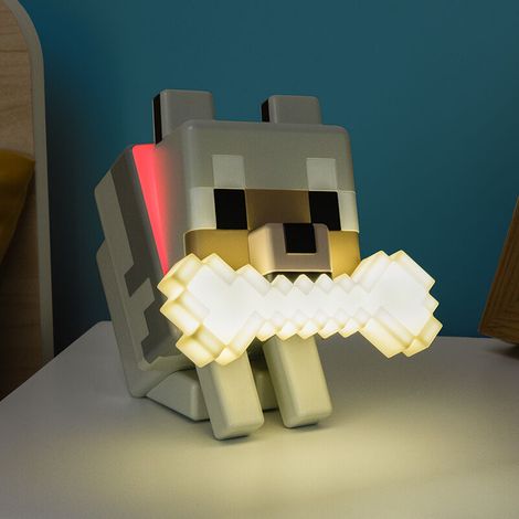Paladone - GloBuddies Lámpara LED de noche con luz que cambia de color en 3D de Wolf con licencia oficial de Minecraft, toca para cambiar de color, merchandising de gaming, funciona con pilas