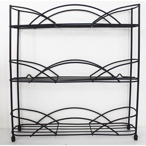 Rangement Epices - Support Etagere a Epices Noire - Parfait pour Stocker Les Épices et Les Herbes, Peut Contenir 21 Pots Range Epices Cuisine