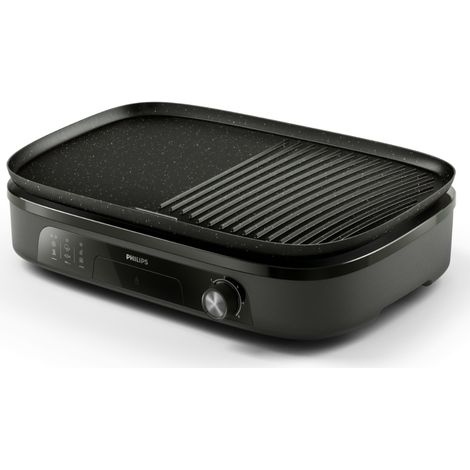 Philips – Grill de table électrique 2400W – 2 zones de cuisson – Plaques amovibles – Bac à graisse amovible – Revêtement anti-adhésif noir (1/3)