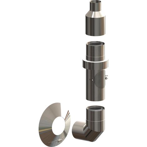 ATEC Set base per installazione a parete esterna DN60/100 L=450mm Acciaio inox lucido, 700770