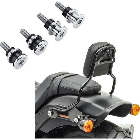Sissy Bar compatibile con Harley Davidson Fat Bob / 114 18-25 Craftride R1 staccabile nero + Kit di fissaggio Docking Hardware (1/4)