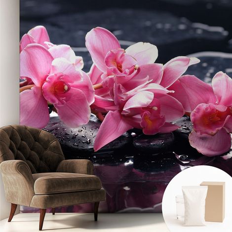 Tapete Vliestapete mit Kleber - abwaschbar - Tapete mit Motiv - trendige Wanddeko - elegant Fototapete  Blumige Eleganz 250x250 cm (1/5)