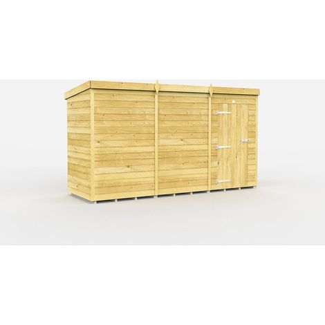 12 x 4 Feet Pent Shed - Single Door Without Windows - Wood - L118 x W358 x H201 cm