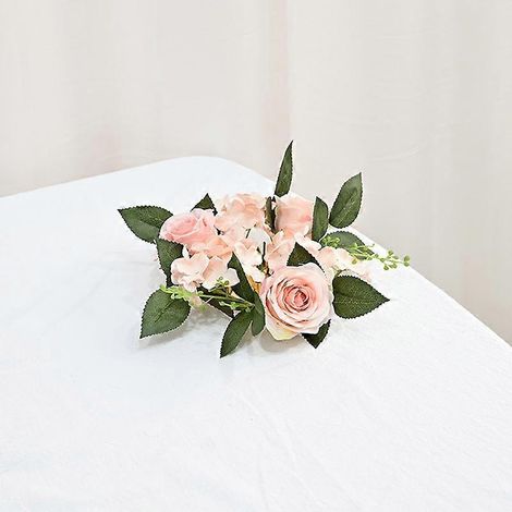 Couronne de fleurs artificielles en soie (1 pièce/20 cm) pour chandelier, guirlande de roses artificiellesrose (1/5)
