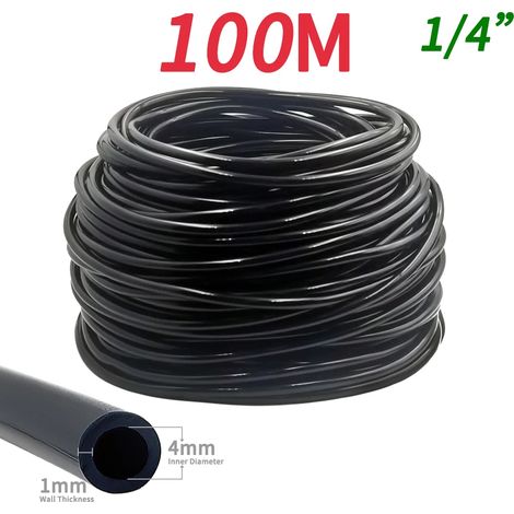 Tuyau d'arrosage de jardin (100 m / 328,08 pi) - 6,35 mm (1/4 po) en PVC micro-irrigation 4/7 mm pour arrosage goutte à goutte, arroseur, pelouse, balcon ou serre. (1/5)