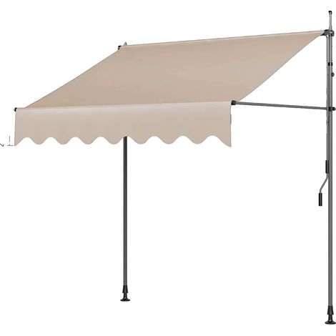 Tenda da sole retrattile manuale, resistente ai raggi UV, color kaki, 300x120 cm (1/2)