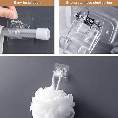 Lot de 6 supports de fixation pour tringle à rideaux transparents (1/3)