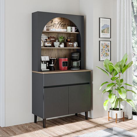 Roomart VENEDIK Küchenschrank 90 cm breit, Anthrazit-Eiche