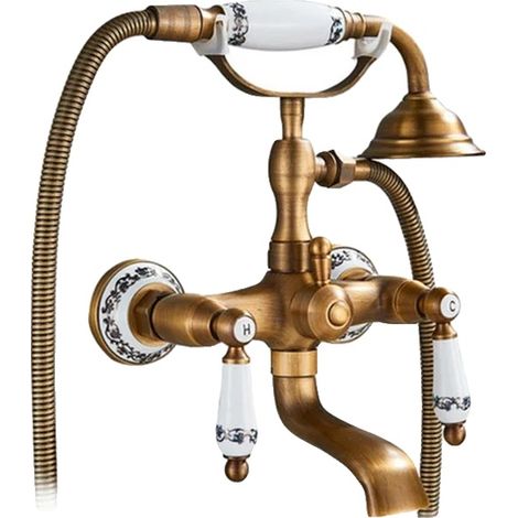 Robinet de douche de baignoire, double poignée, style classique, antique (1/2)