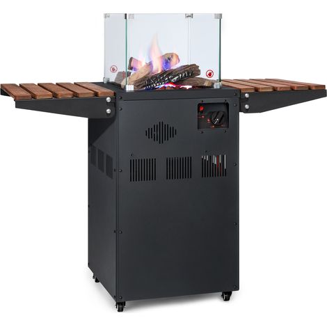 Blumfeldt – Radiateur à gaz 8kW inox – Tables d'appoint pliantes – Système électrique intégré – Réducteur de pression à plusieurs vitesses