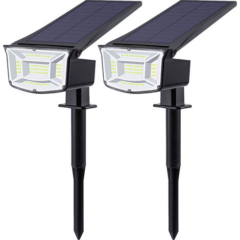 Juego de 2 focos solares LED ajustables 2 en 1, luces con estaca para el suelo y apliques de pared exteriores impermeables, ideales para bodas, fiestas, jardines, pasillos y patios. (1/5)