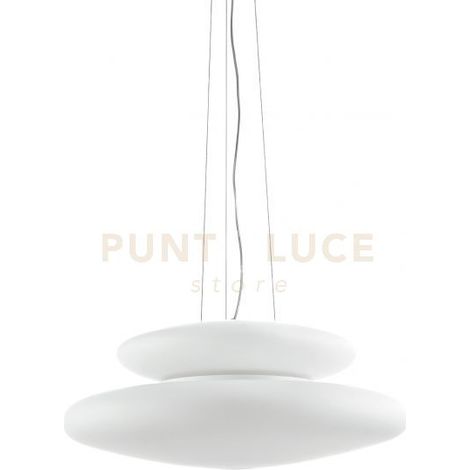 SOSPENSIONE PAGODA D.60CM 5+2 LUCI ATTACCO E27 ALTEZZA 25CM MAX 100CM CROMO E BIANCO