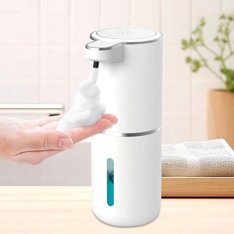 Automatischer Seifenspender (380 ml) – Wandmontierter Handdesinfektionsmittelspender – Schaumseife – Weiß – Mit Infrarotsensor – USB-aufladbar (1/5)
