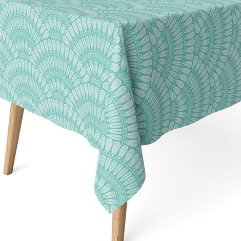 Nappe Anti-Taches enduite Coton Ronde 140 cm Cies Vert (1/5)