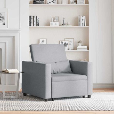 vidaXL Divano Letto Singolo Grigio chiaro 90 x 165 x 87 cm Tessuto (1/5)
