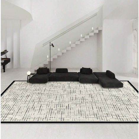 Tapis moquette printemps été, carpette antidérapante motif géométrique, moquette toute saison pour salon, protection sol, insonorisant, épais, haute résilience, compatible plancher chauffant, lavable, (1/4)