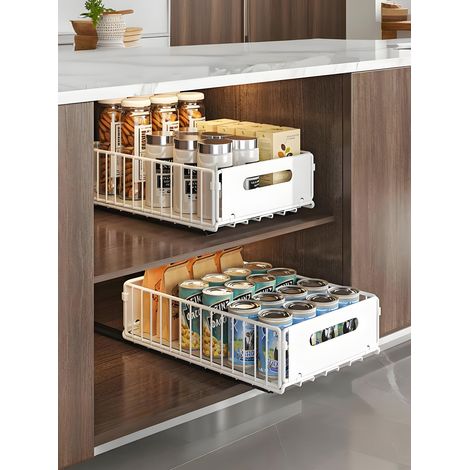 pièce étagère de rangement sous l'évier de cuisine avec tiroirs coulissants pour rangement compartimenté des épices dans le placard sous le plan de travail ou pour ranger des articles dans la salle de (1/4)