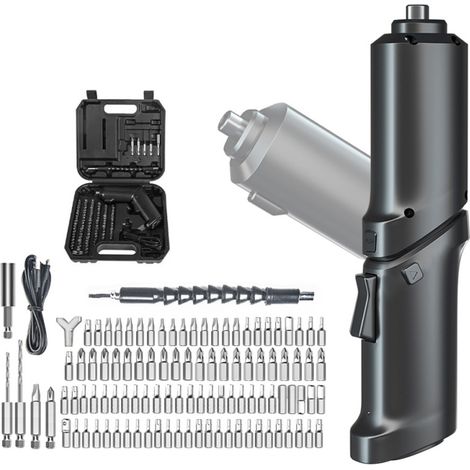 Kit 108 embouts tournevis électrique 3,5 N/m, USB rechargeable, pliable, LED intégrée – entretien ménager (1/5)
