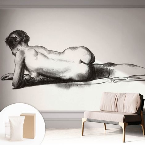 Fototapete - Tapete Vliestapete mit Kleber - Wandtapete Moderne Wandbild Schlafzimmer Wohnzimmer Zarter Akt 312x219 cm (1/5)