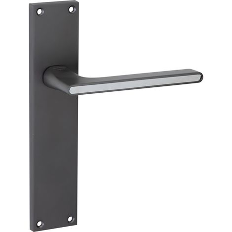 Manilla puerta zamak placa rectangular grafito alta intensidad 225mm (1/5)