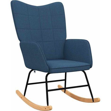 Maison Exclusive - Sedia a Dondolo Blu in Tessuto (1/5)