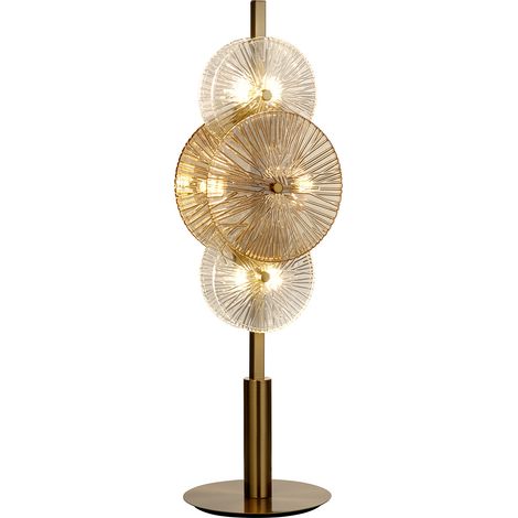 Lampada da tavolo Wagon Wheel 6Lt, bronzo con vetro trasparente e ambra (1/5)
