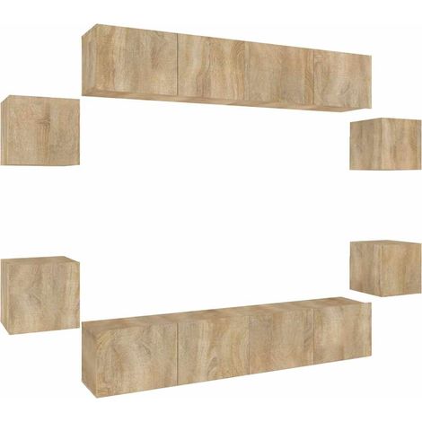 Maison Exclusive - 8-tlg. TV-Schrank-Set Sonoma-Eiche Holzwerksto (1/5)
