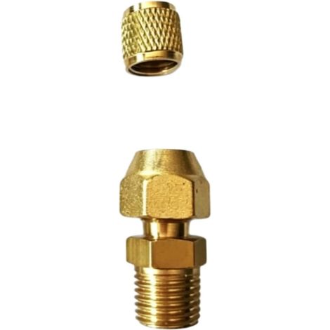 Lot de 10 raccords à deux filetages en laiton NPT 1/4 SAE vers 1/8" pour réparation de conduites de climatisation et de réfrigération de voiture (1 x 2 A avec capuchon) (1/5)