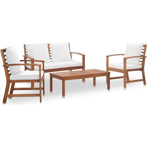 4 Piece Garden Lounge Set with Cushions Solid Wood Acacia vidaXL