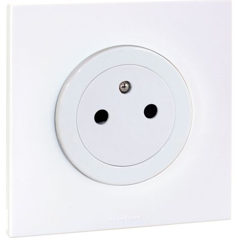 Prise 2P+T 16A affleurante NF complet avec griffes et plaque - SQUARE EASY blanc - Eur'Ohm