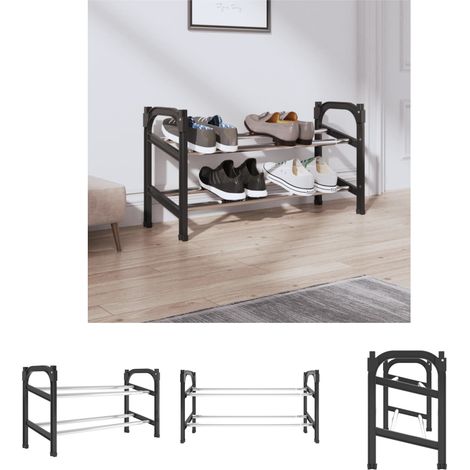 Schuhregal mit 2 Ablagen Ausziehbar 119x24x37 cm (1/5)