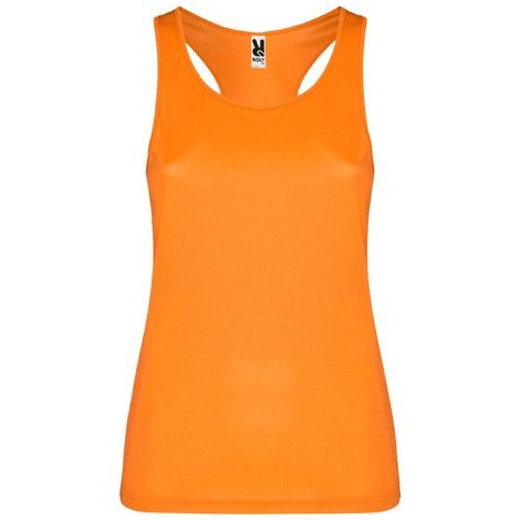 Camiseta transpirable deportiva con sisas y escote ribeteado SHURA ROLY L Naranja Fluor