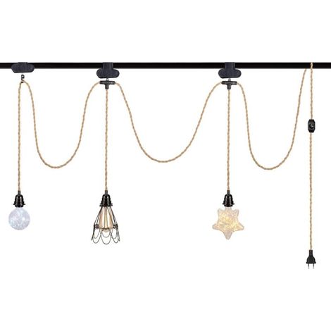 6.8M Câble électrique en lin 2 Conducteurs, avec E27 Douille et Interrupteur, pour DIY Lampe(sans ampoule) (1/3)