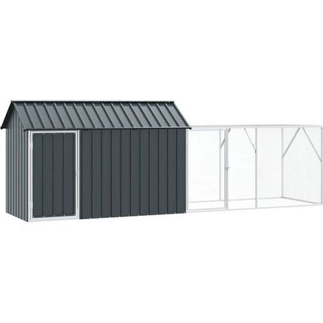 Cage à oiseaux avec espace de rangement, gris anthracite, 416,5 x 103 x 142 cm