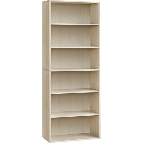 Vasagle – Bibliothèque 6 niveaux – Meuble de rangement ouvert 24 x 60 x 178,5 cm – Panneau d'aggloméré – Capacité 10 kg par étagère – Beige naturel