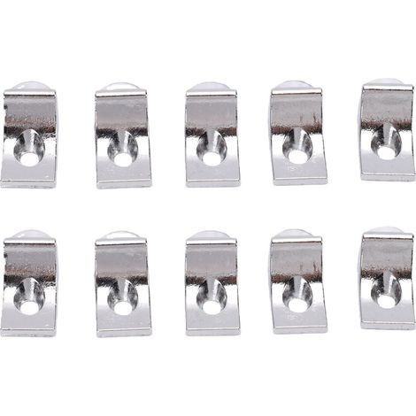 Lot de 10 supports d'étagère en verre de 12 g, en alliage de zinc, pour panneaux et meubles. (1/5)