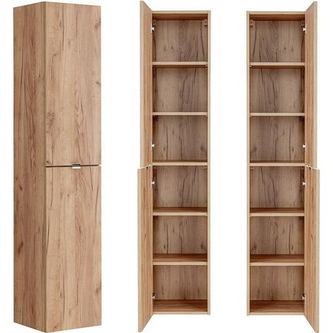 Badezimmer Hochschrank TOSKANA-56 in Wotaneiche Nb. B/H/T ca. 35/170/33cm (1/5)